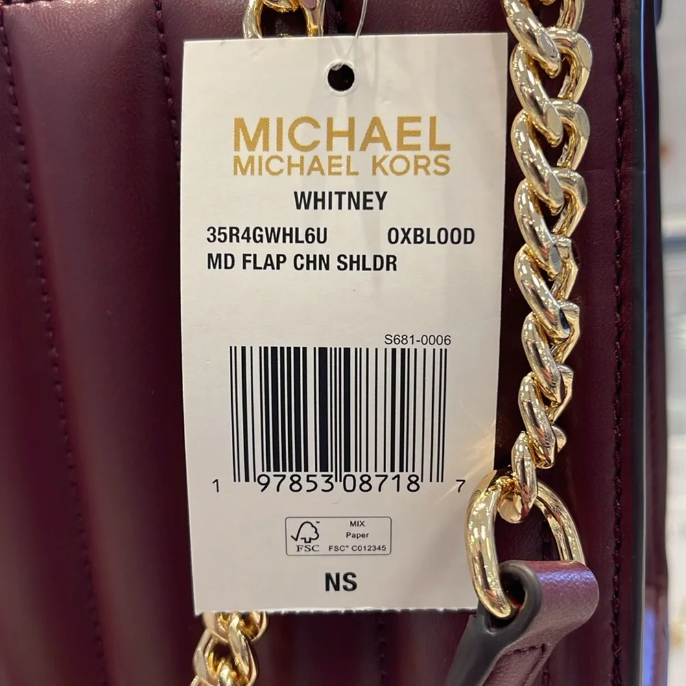 Michael Kors Whitney Medium Quilted Shoulder Crossbody Bag
Oxblood 
NWT - Picture 6 of 16